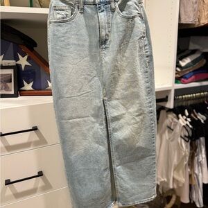 Universal Thread Light Blue Denim Midi Skirt with slit